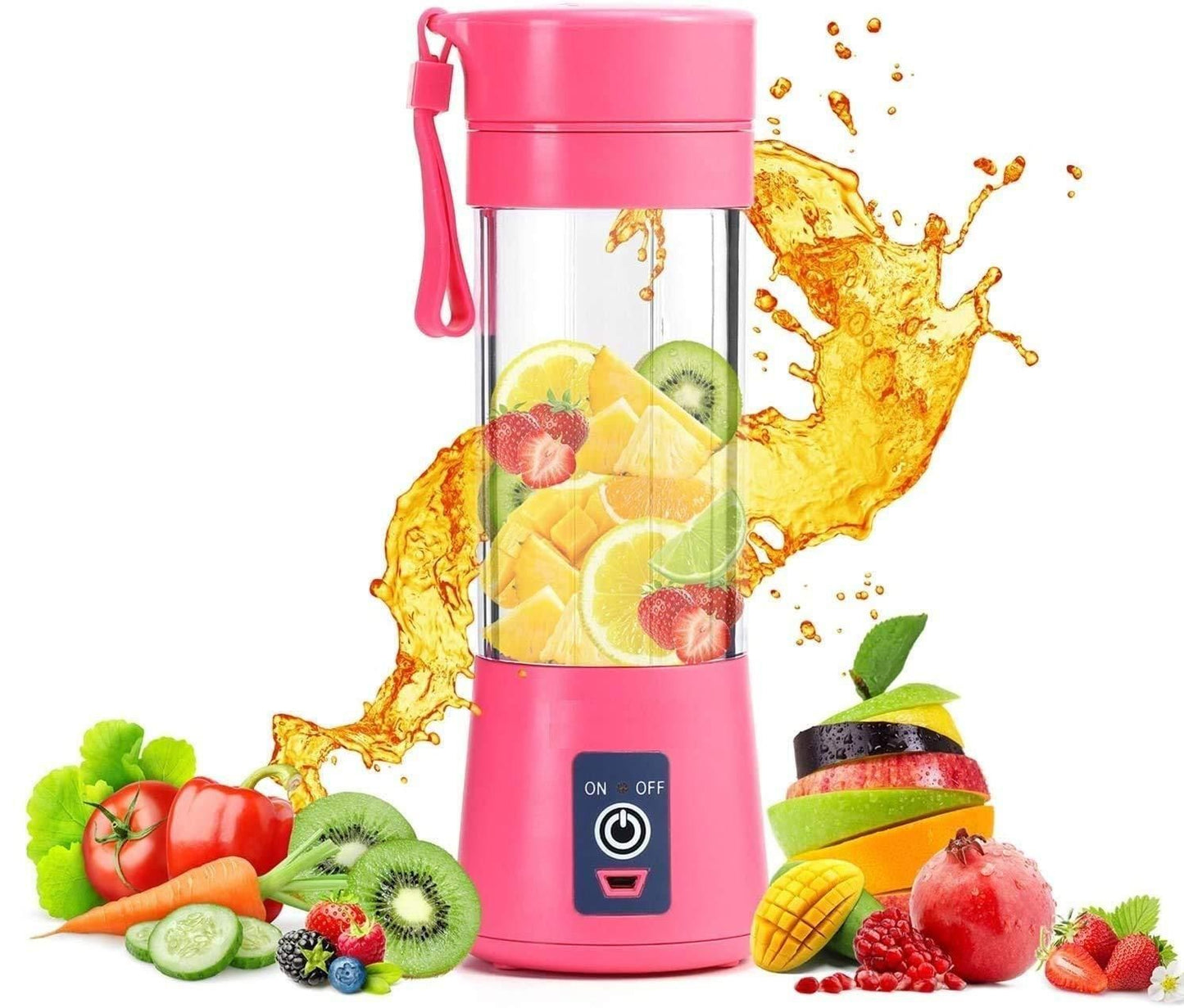 Portable Electric USB Juicer Blender with 6 Blades | 380ML Rechargeable Juice Maker (Color as per availability)