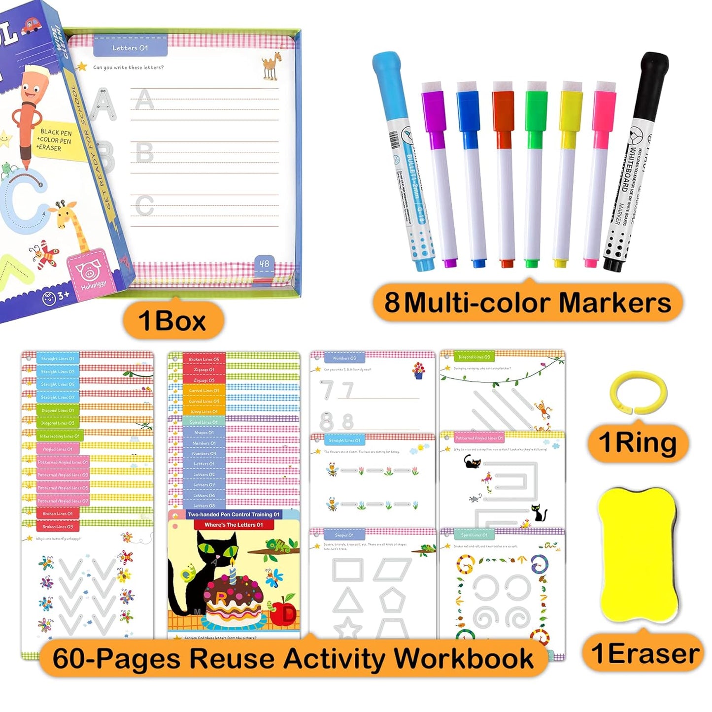 60+ Page Pen Control Reusable Tracing Line Book For Kids